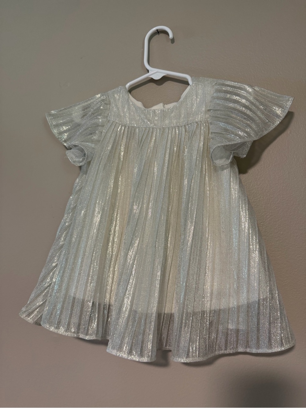 Nordstrom Infant Girl Shimmery Ivory Pleated Dressy Dress